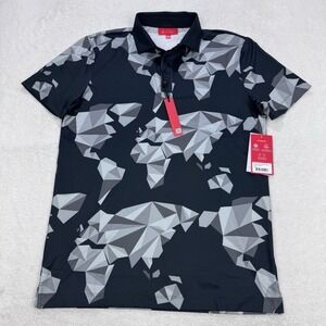 Redvanly Bond Polo Shirt Men L Tuxedo Black Golf Polo R2422 4Way Stretch Wicking